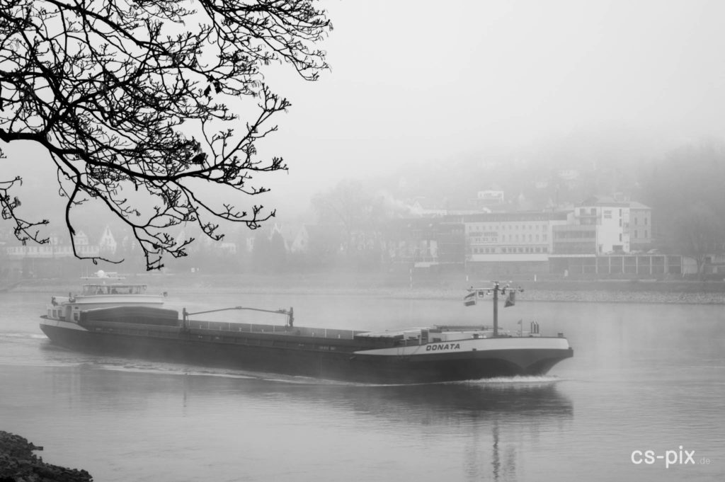 Koblenz, Street, B/W, Fog