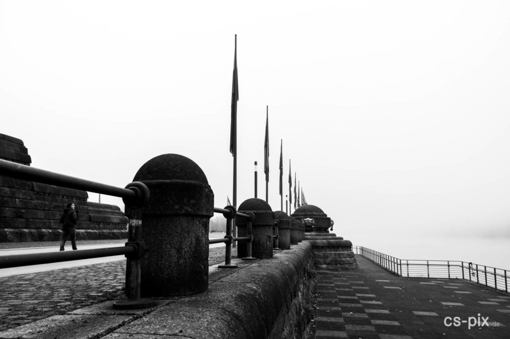 Koblenz, Street, B/W, Fog
